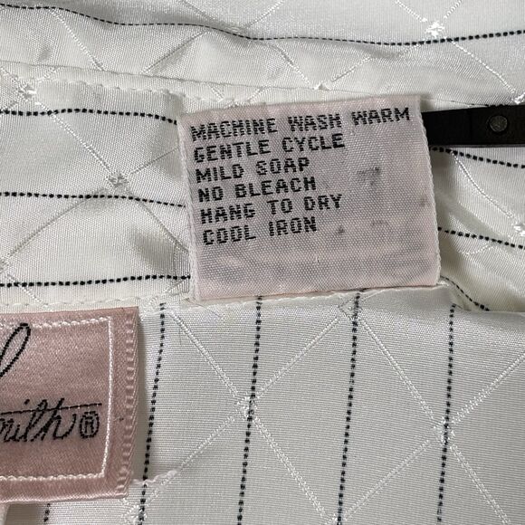 Vintage Jaclyn Smith Button Up Shirt Womens 12 White Silky Shiny Diamond Pattern - Picture 6 of 16